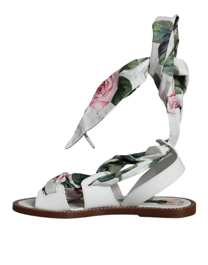 Dolce &amp; Gabbana Sandalen mit mehrfarbigem Blumendruck und Knöchelriemen