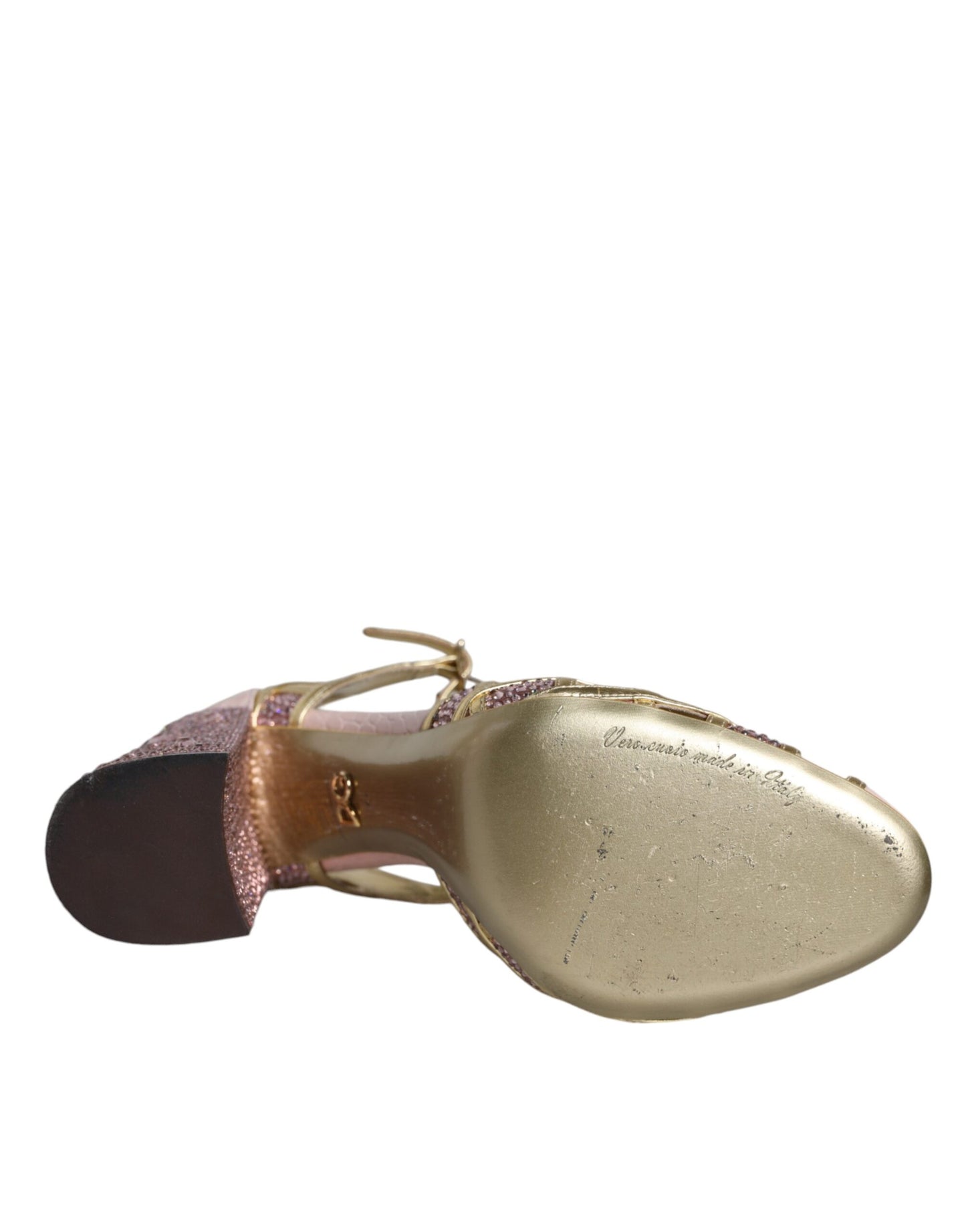 Dolce &amp; Gabbana Pink Strass Crystals T-Riemen Sandalen Schuhe