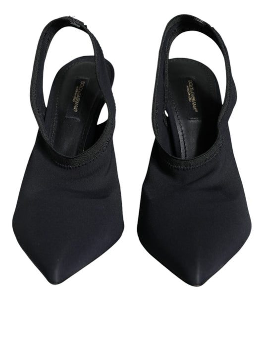 Dolce &amp; Gabbana – Slingback-Schuhe aus Stretch-Jersey in Schwarz