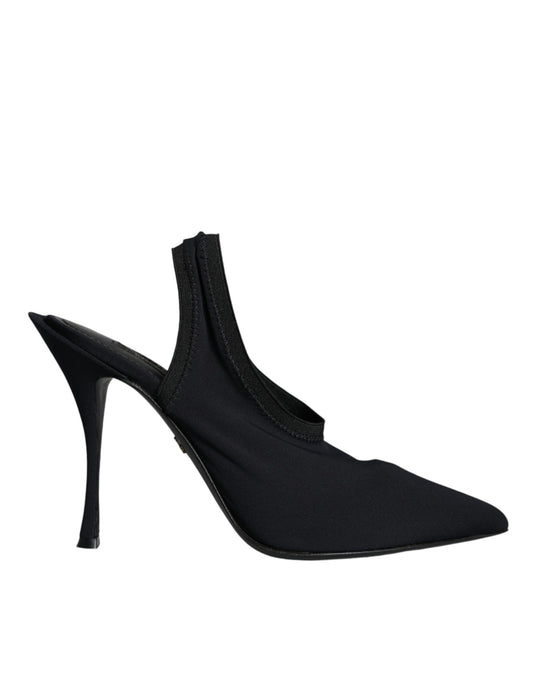 Dolce &amp; Gabbana – Slingback-Schuhe aus Stretch-Jersey in Schwarz