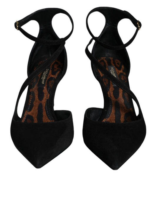 Dolce &amp; Gabbana – Pumps mit Knöchelriemen aus schwarzem Wildleder