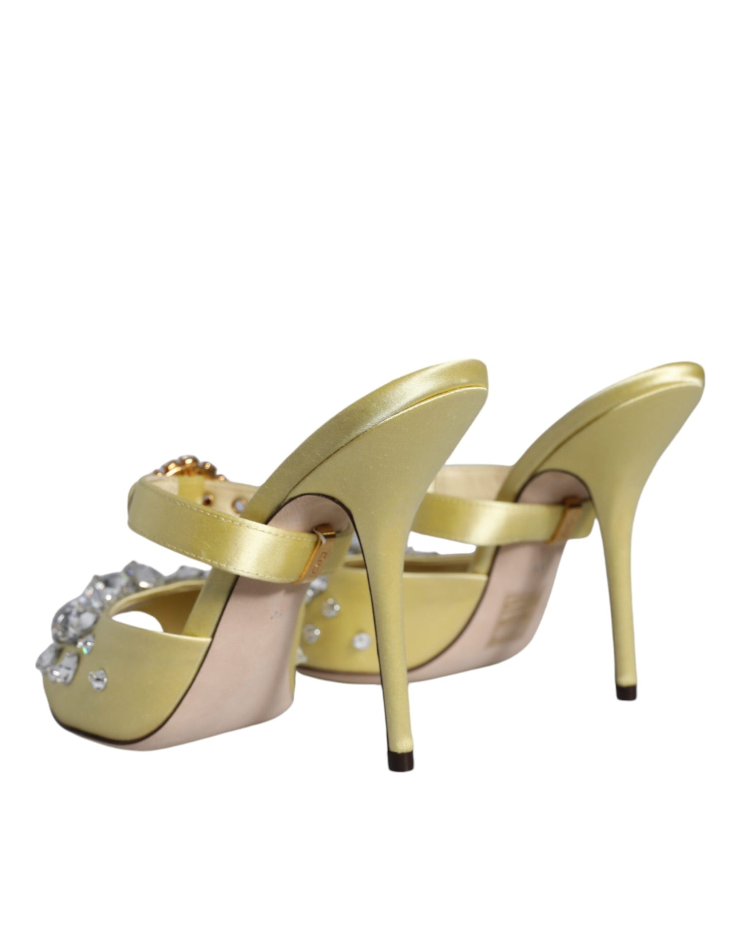Dolce &amp; Gabbana Gelbe Mary Janes Satin Kristall Sandalen Schuhe