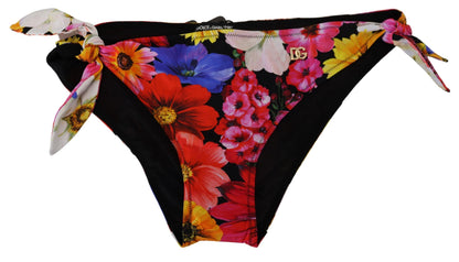 Dolce &amp; Gabbana – Schwarzer Badeanzug mit Blumenmuster und Bikinihose