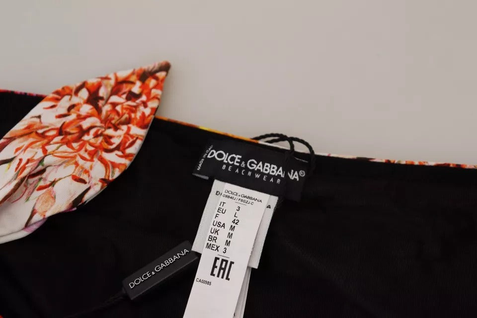 Dolce &amp; Gabbana – Schwarzer Badeanzug mit Blumenmuster und Bikinihose