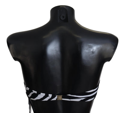 Dolce &amp; Gabbana – Bandeau-Bikinioberteil mit Zebramuster in Schwarz und Weiß