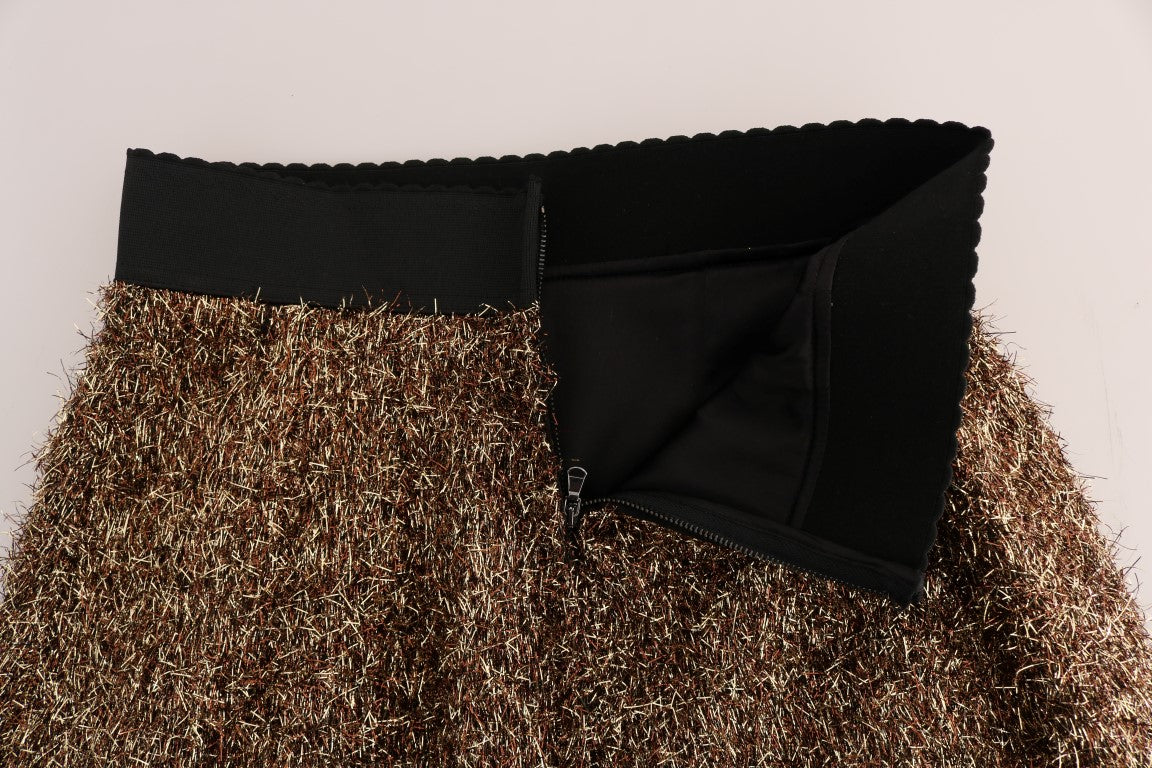 Dolce &amp; Gabbana Goldschwarzer kurzer Minirock