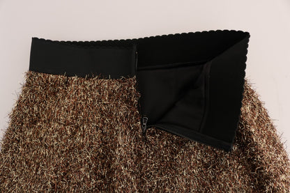 Dolce &amp; Gabbana Goldschwarzer kurzer Minirock