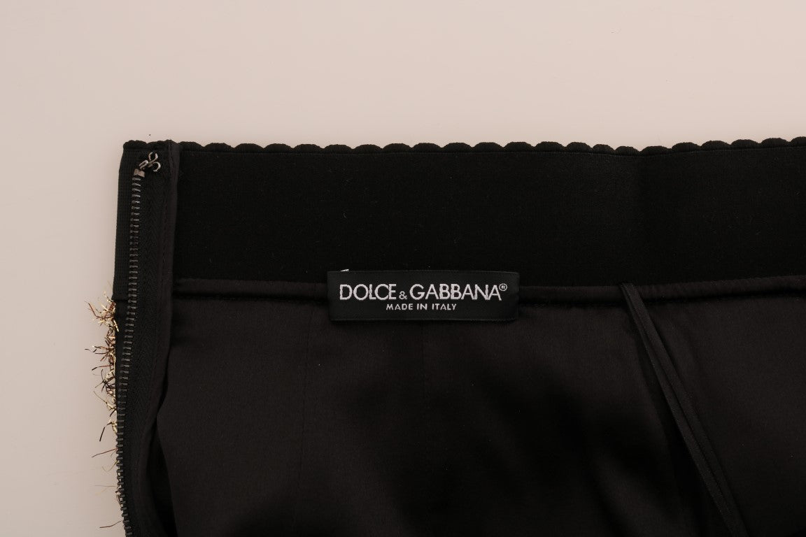 Dolce &amp; Gabbana Goldschwarzer kurzer Minirock