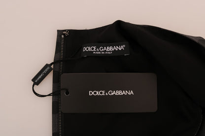 Dolce &amp; Gabbana Graues Stretchkleid aus gepunkteter Wolle