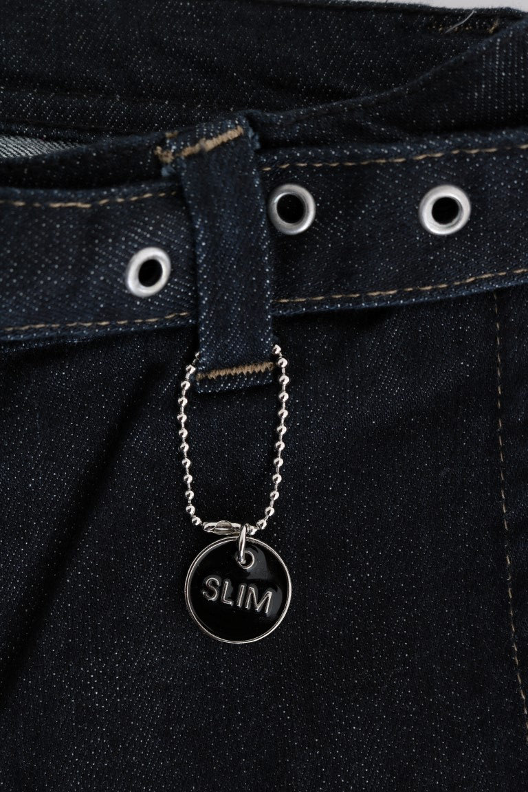 بنطلون جينز ضيق مطاطي من القطن باللون الأزرق الوطني من كوستوم ناشيونال