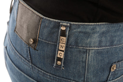 Costume National – Boyfriend-Jeans aus Baumwolle in blauer Waschung