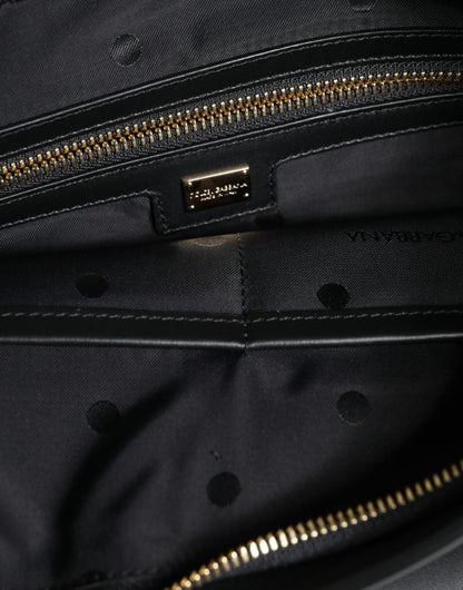 Dolce &amp; Gabbana – Mediterrane Beuteltasche aus schwarzem Kalbsleder