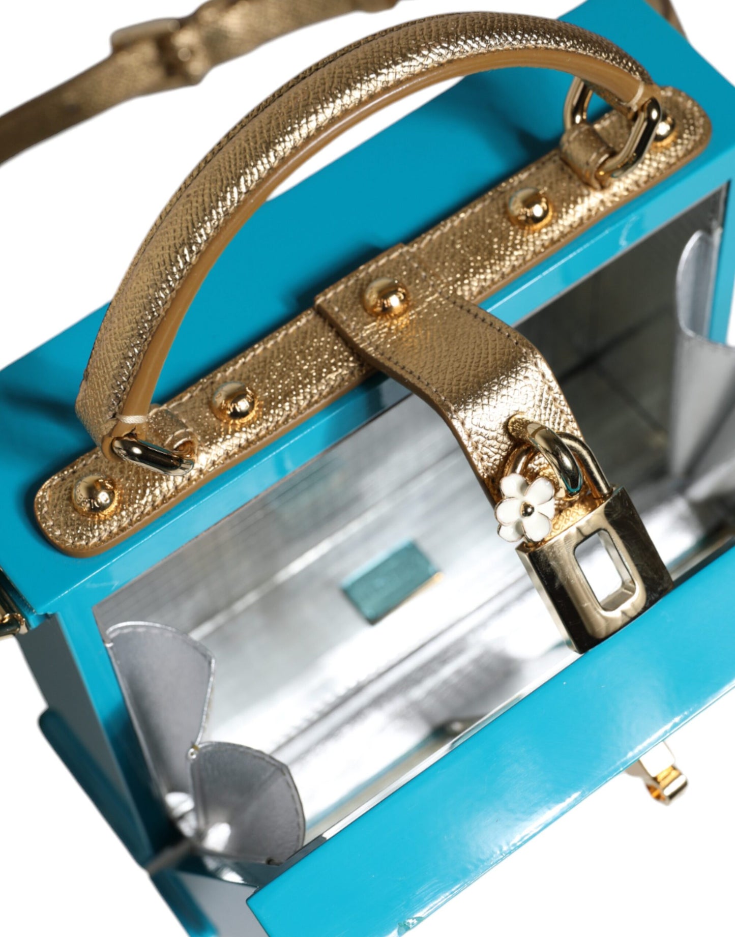 Dolce &amp; Gabbana Mehrfarbige Clutch aus Holz und Leder