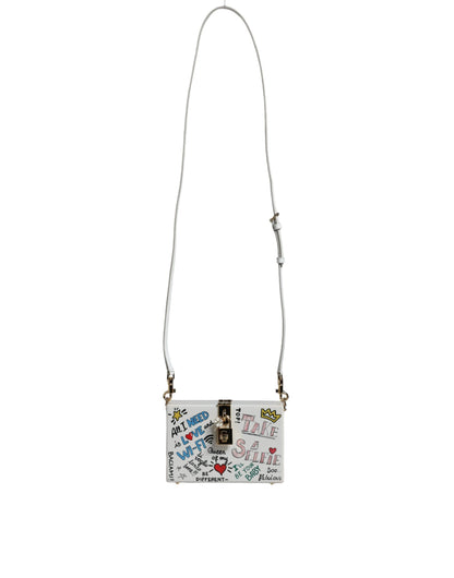 Dolce &amp; Gabbana – Clutch mit Graffiti-Print in Weiß