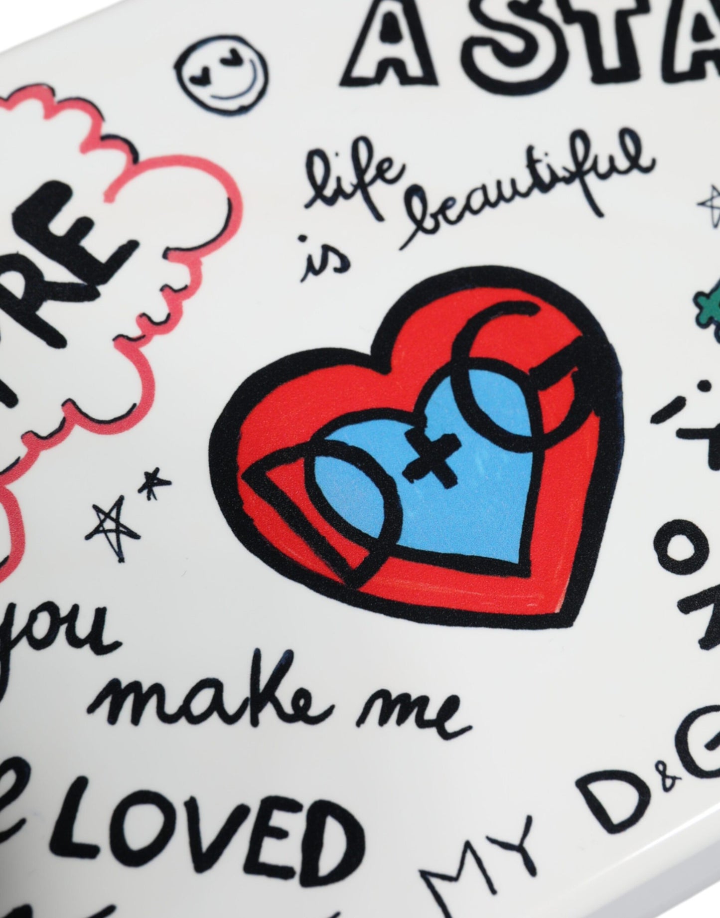 Dolce &amp; Gabbana – Clutch mit Graffiti-Print in Weiß