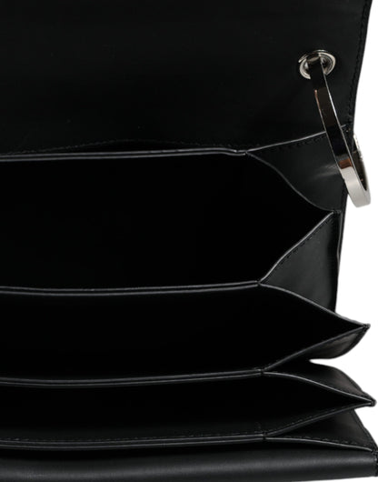 Dolce &amp; Gabbana – Kleine Umhängetasche aus schwarzem Leder mit Nieten