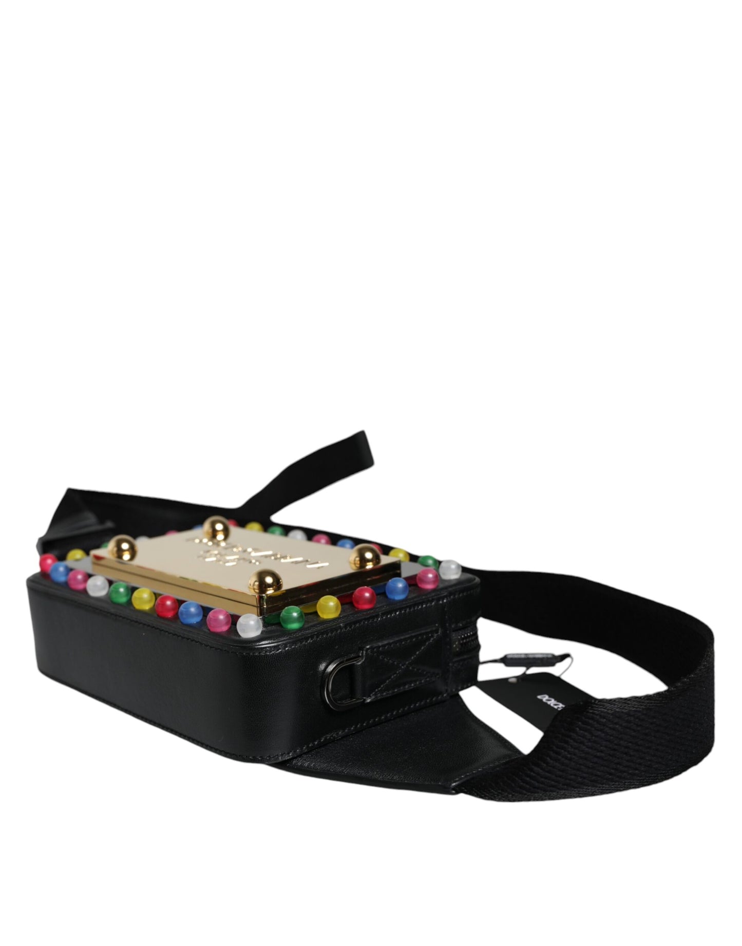 Dolce &amp; Gabbana – Gürteltasche mit LED-Logo aus schwarzem Leder