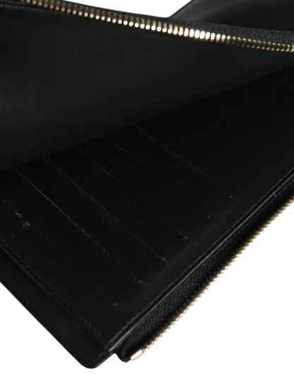 Dolce &amp; Gabbana – Karten- und Münzgeldbörse mit Logo-Schild aus schwarzem Leder