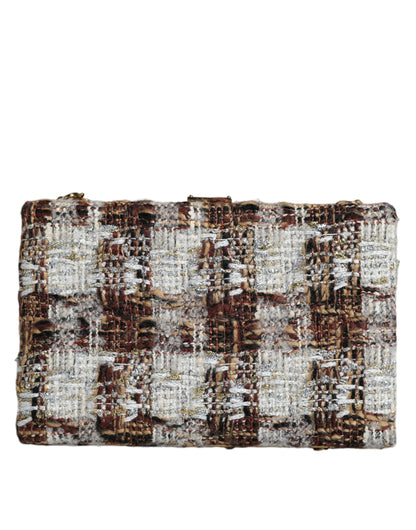 Dolce &amp; Gabbana – Mehrfarbige Clutch-Umhängetasche aus Tweed mit Blumenmuster