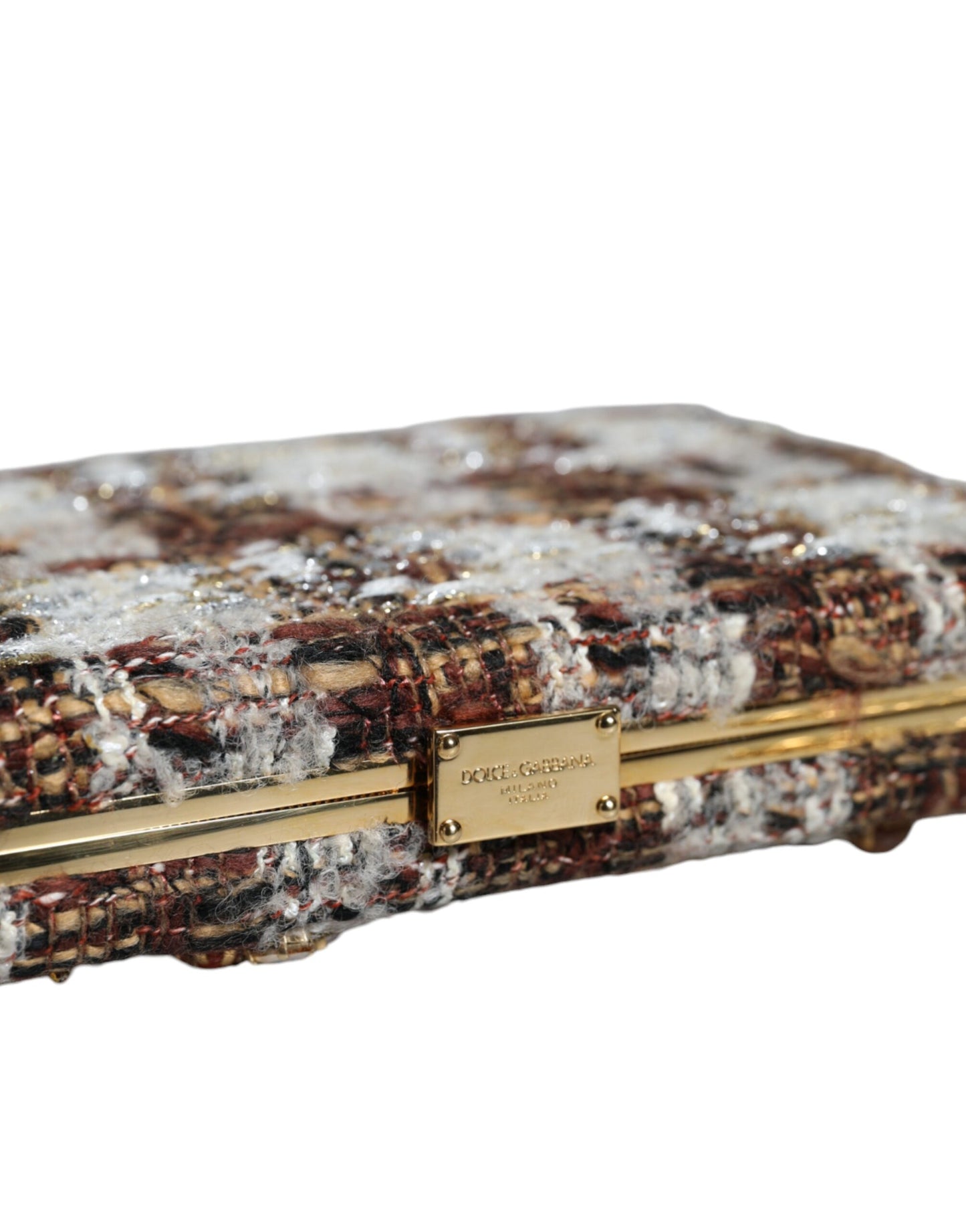 Dolce &amp; Gabbana – Mehrfarbige Clutch-Umhängetasche aus Tweed mit Blumenmuster