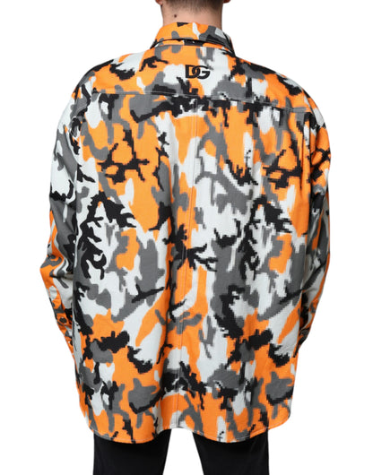 جاكيت دولتشي آند غابانا متعدد الألوان من القطن بنقشة مموهة وياقة