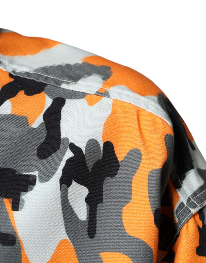 جاكيت دولتشي آند غابانا متعدد الألوان من القطن بنقشة مموهة وياقة