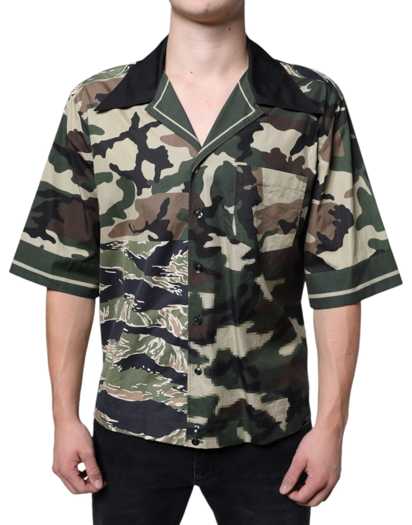 Dolce &amp; Gabbana Mehrfarbiges Camouflage Button-Down-Freizeithemd für Herren