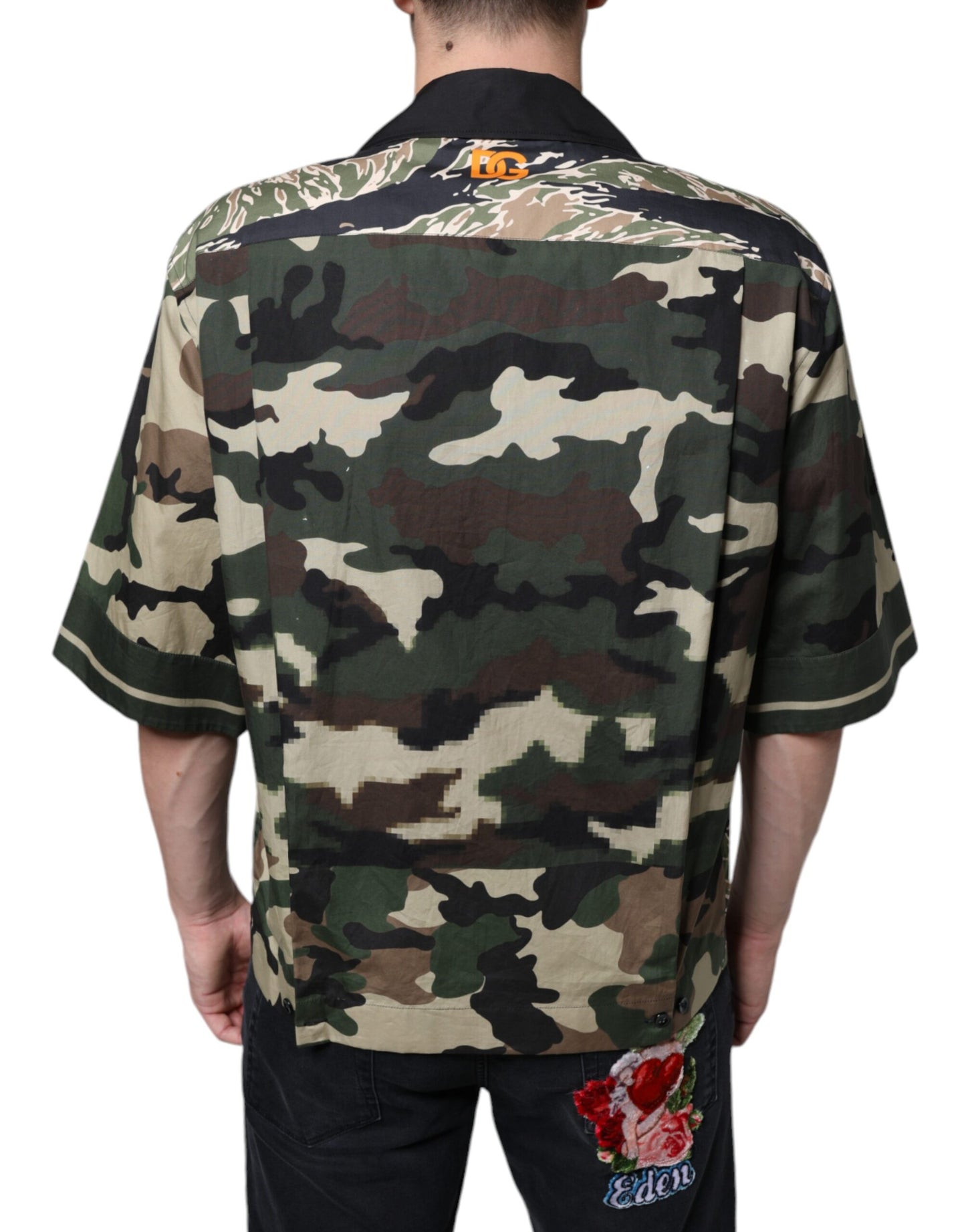 Dolce &amp; Gabbana Mehrfarbiges Camouflage Button-Down-Freizeithemd für Herren