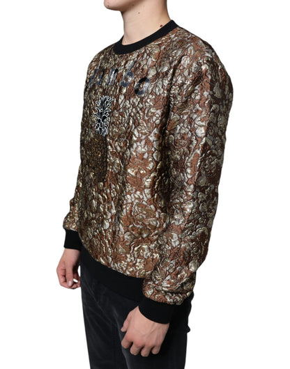 Dolce &amp; Gabbana – Brauner Jacquard-Pullover „Mambo Ananas“