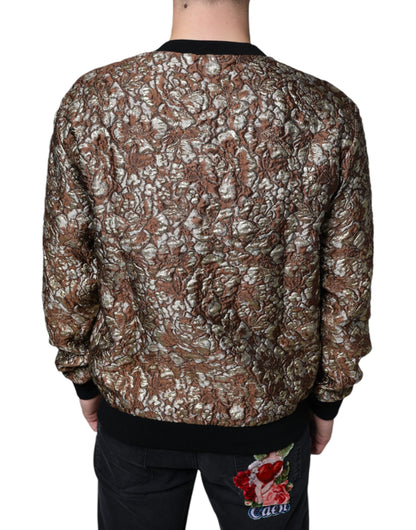 Dolce &amp; Gabbana – Brauner Jacquard-Pullover „Mambo Ananas“