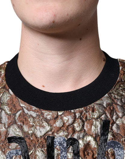 Dolce &amp; Gabbana – Brauner Jacquard-Pullover „Mambo Ananas“