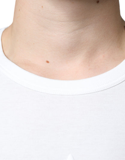Dolce &amp; Gabbana – Weißes Baumwoll-T-Shirt mit Rundhalsausschnitt und Logoprägung
