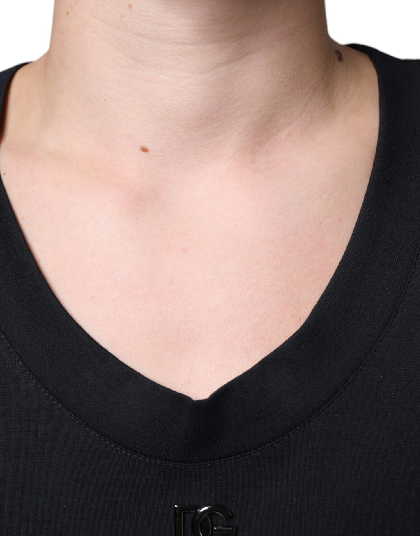 Dolce &amp; Gabbana Schwarzes ärmelloses T-Shirt „Born To Be Free“ aus Baumwolle