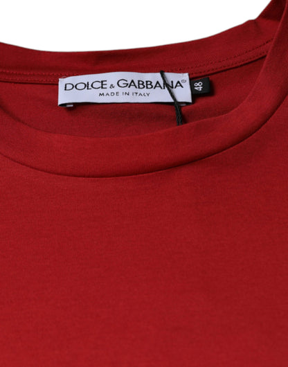 Dolce &amp; Gabbana – Rotes Baumwoll-T-Shirt mit Rundhalsausschnitt und DG-Logo-Print