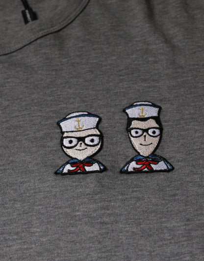 Dolce &amp; Gabbana – Graues Baumwoll-T-Shirt #DGFamily mit kurzen Ärmeln