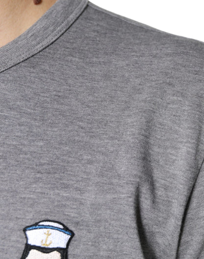 Dolce &amp; Gabbana – Graues Baumwoll-T-Shirt #DGFamily mit kurzen Ärmeln
