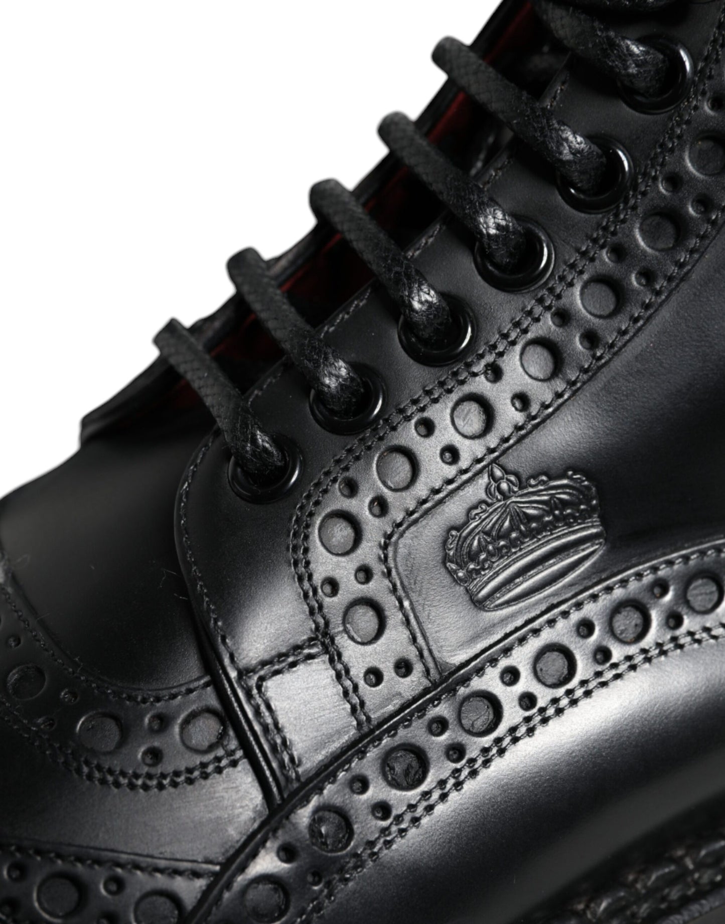 Dolce &amp; Gabbana – Schwarze, wadenhohe Schnürstiefel aus Leder