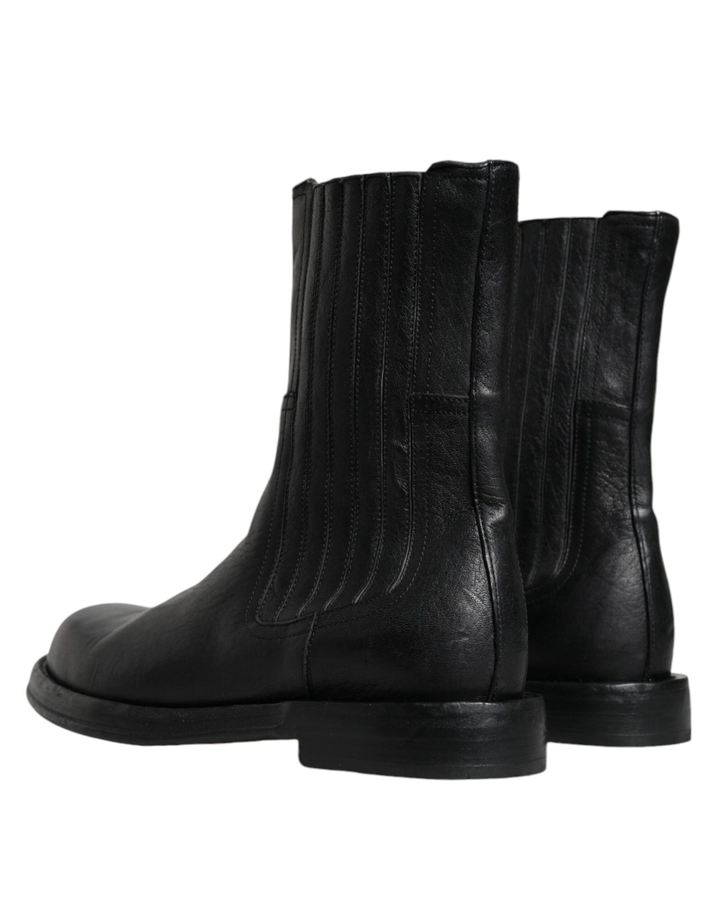 Dolce &amp; Gabbana – Wadenhohe Stiefel aus schwarzem Pferdeleder