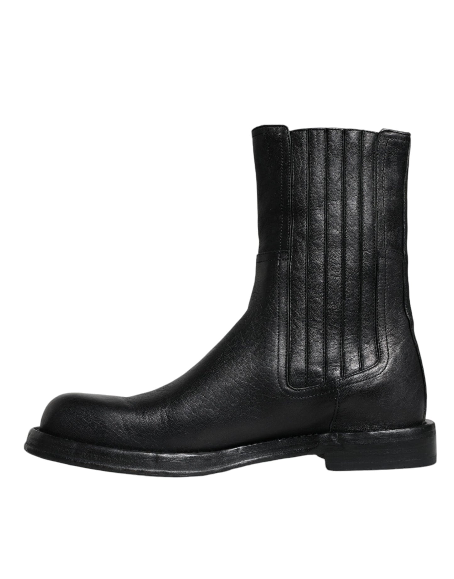 Dolce &amp; Gabbana – Wadenhohe Stiefel aus schwarzem Pferdeleder