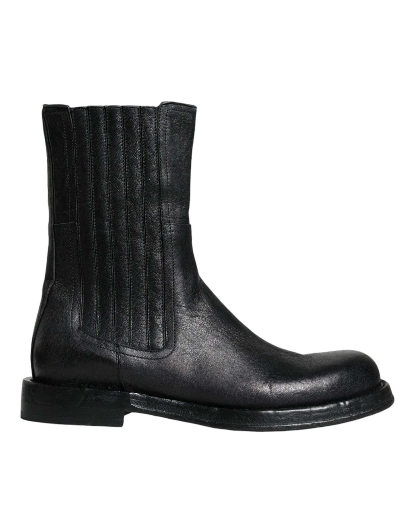 Dolce &amp; Gabbana – Wadenhohe Stiefel aus schwarzem Pferdeleder