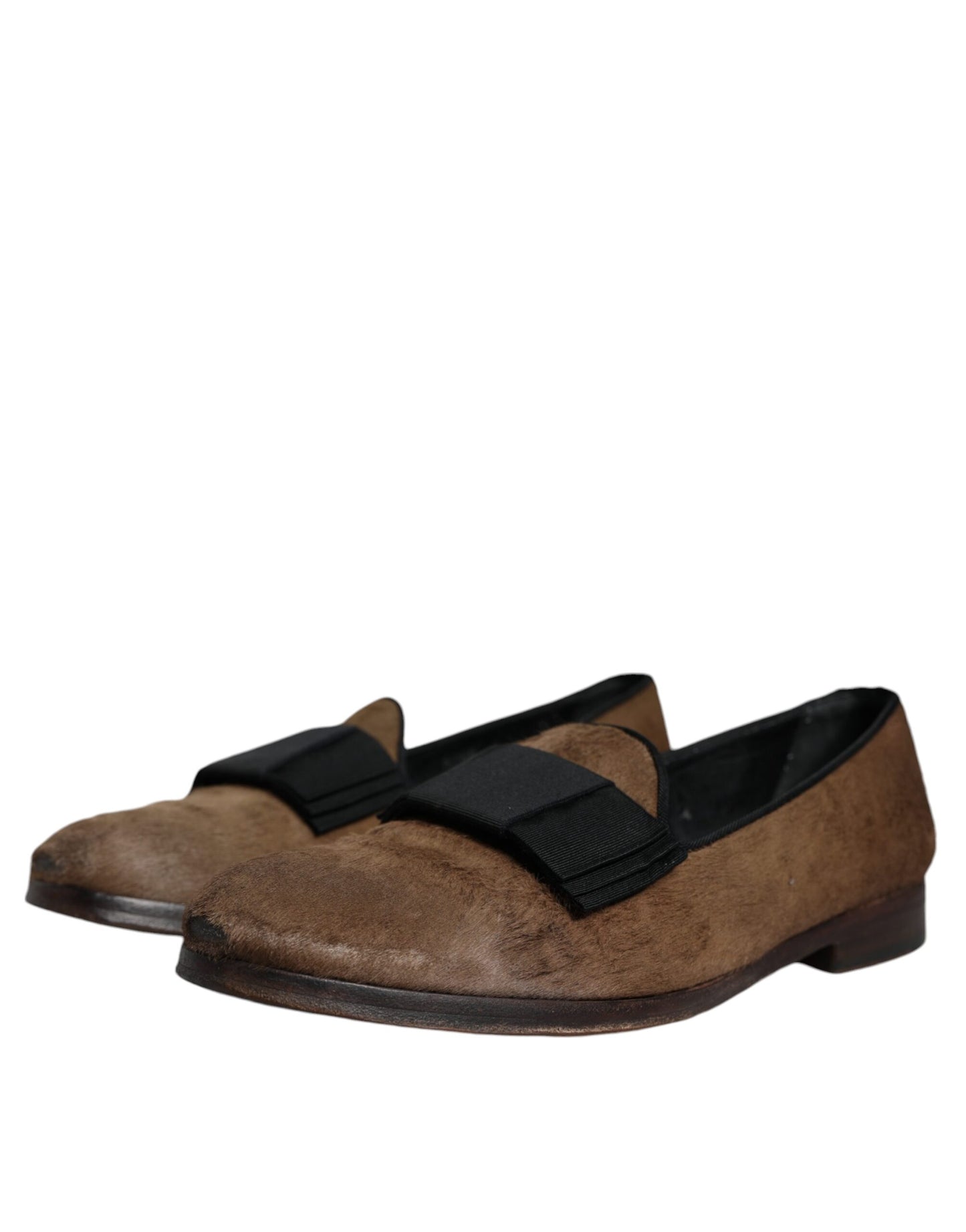 Dolce &amp; Gabbana – Loafer aus braunem Kalbshaarleder, formelle Abendschuhe
