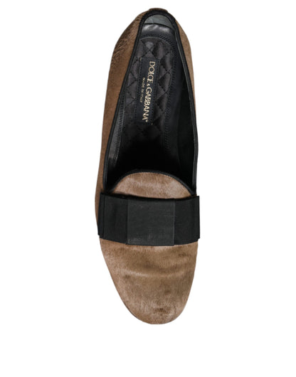 Dolce &amp; Gabbana – Loafer aus braunem Kalbshaarleder, formelle Abendschuhe