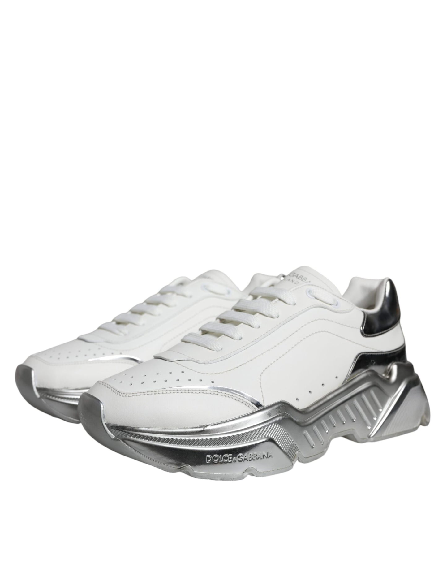 Dolce &amp; Gabbana Weiß Silber Daymaster Low Top Sneakers Schuhe