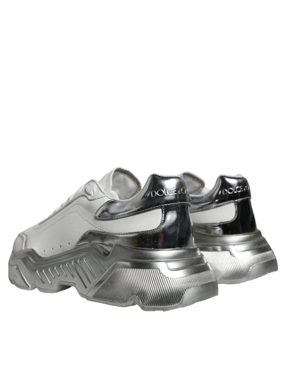 Dolce &amp; Gabbana Weiß Silber Daymaster Low Top Sneakers Schuhe