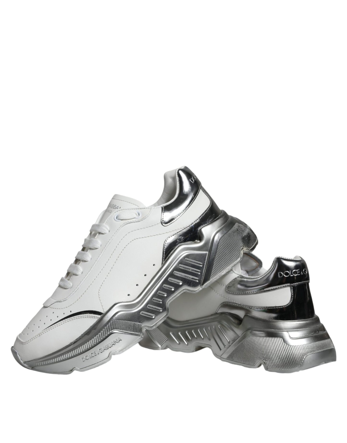 Dolce &amp; Gabbana Weiß Silber Daymaster Low Top Sneakers Schuhe