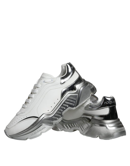 Dolce &amp; Gabbana Weiß Silber Daymaster Low Top Sneakers Schuhe