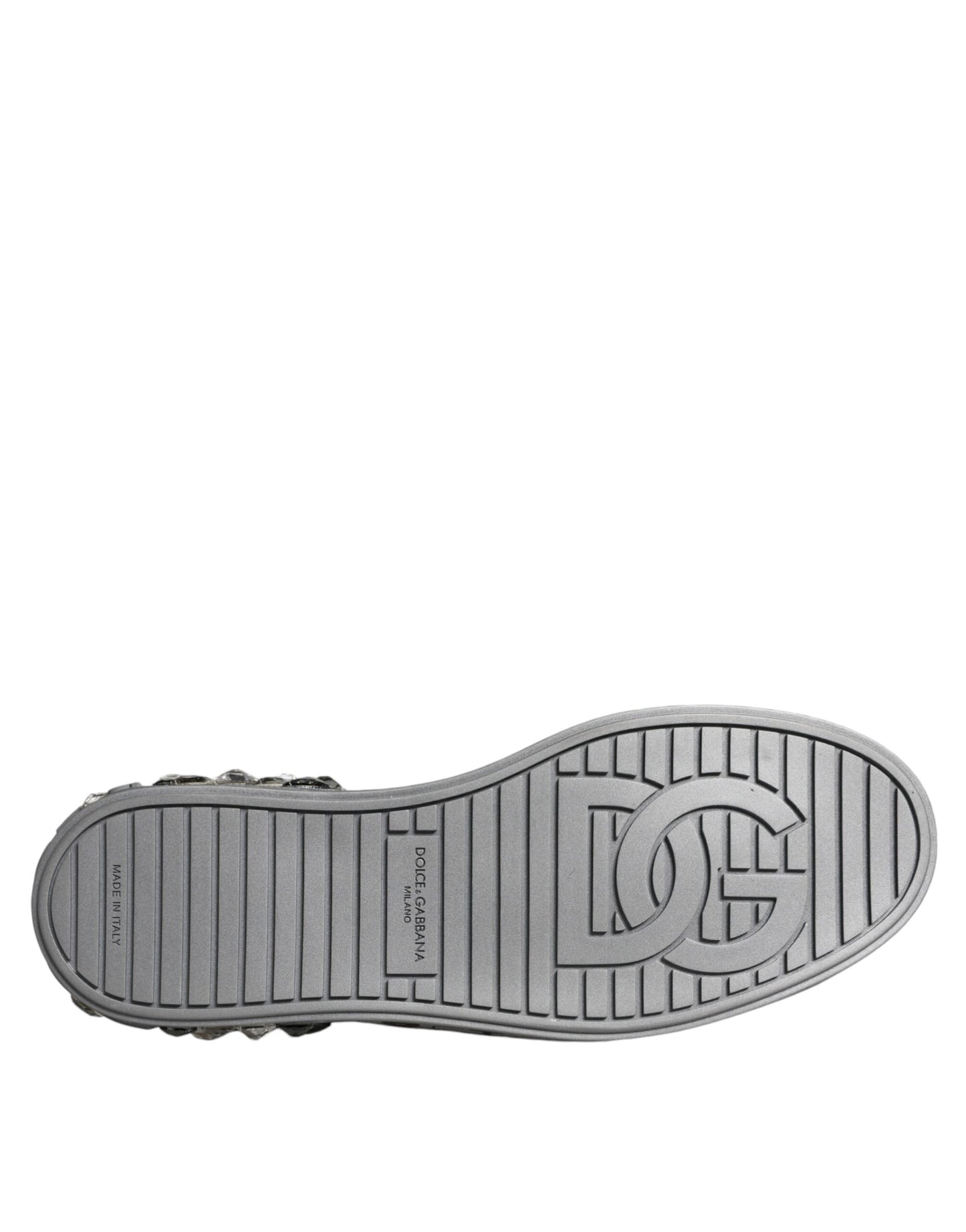 Dolce &amp; Gabbana – Portofino-Sneakers mit Kristall-Logo in Weiß und Silber