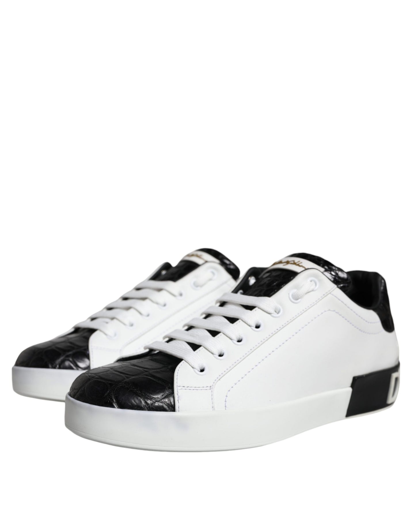 Dolce &amp; Gabbana – Portofino-Sneakers aus schwarzem Leder mit Logo