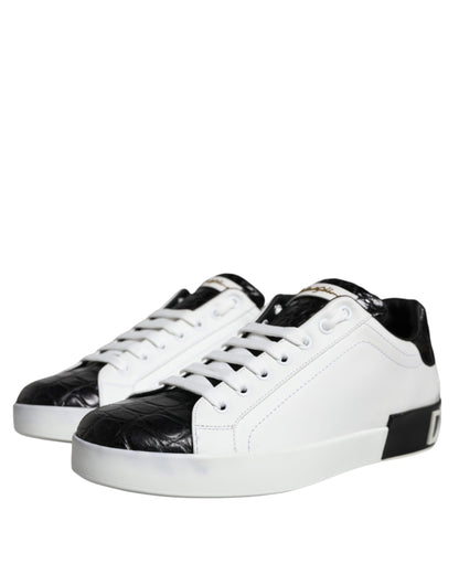 Dolce &amp; Gabbana – Portofino-Sneakers aus schwarzem Leder mit Logo