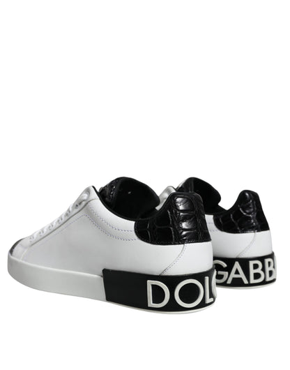 Dolce &amp; Gabbana – Portofino-Sneakers aus schwarzem Leder mit Logo